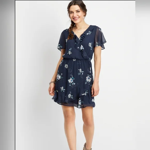 25. Maurices Plus Size Ruffled Floral Wrap Dress - Picture 1 of 7